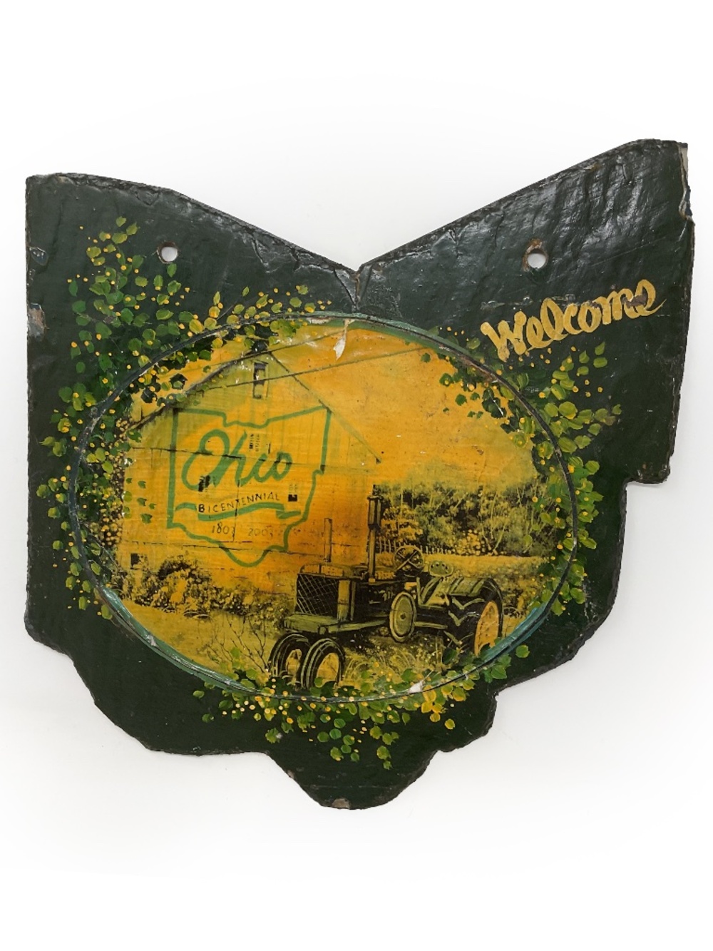 Vintage slate wall plaque shaped like the state of Ohio,Bicentennial 1803-2003